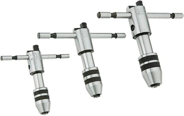 T-Handle Ratchet T Type Tap Wrench Set of 3 Pieces Hard Jaws - New