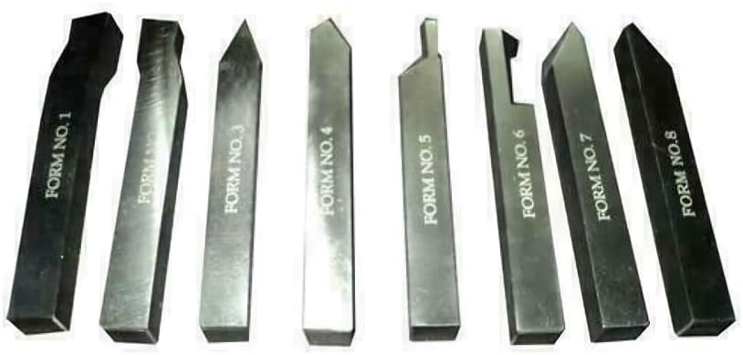 TAURISH 5/16" HSS Lathe Form Tools Set of 8 Pieces 5/16" Square Shank Pre-Formed Tools for Metal Turning