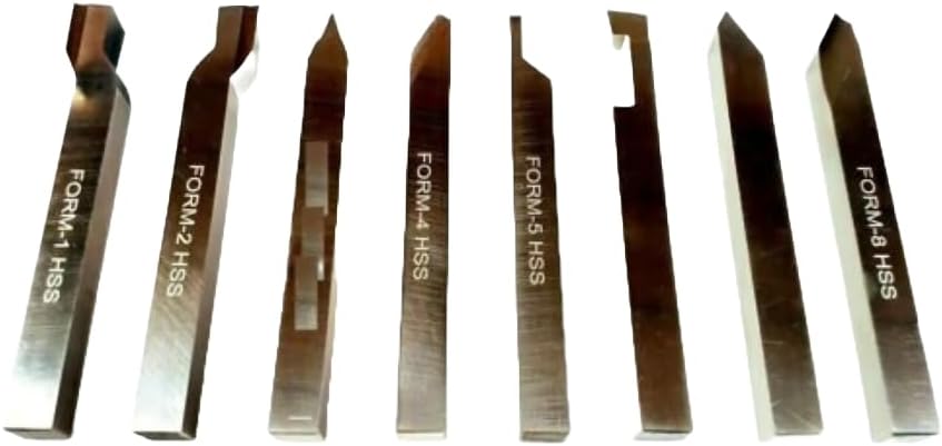 TAURISH 5/16" HSS Lathe Form Tools Set of 8 Pieces 5/16" Square Shank Pre-Formed Tools for Metal Turning