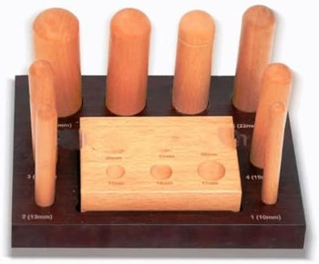 TAURISH Professional Wooden Dapping Punch & Dapping Block set of 9 pcs on Wooden Base