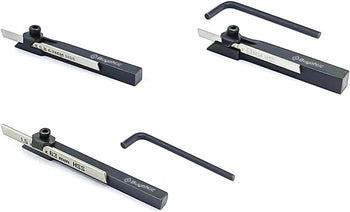 Set of 3 Mini Lathe Cut Off Parting Tool Holders with HSS Blades - 6mm, 8mm, & 10mm Shanks