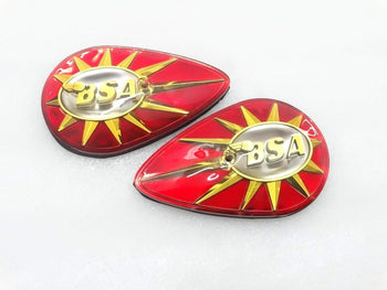 Royal Crusaders BSA A50 A65 A7 A10 C15 Bantam D7 Petrol Tank Badges With Fitting Rubber