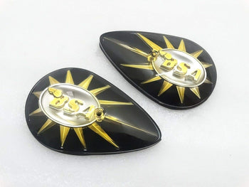Royal Crusaders BSA A65 A10 C15 B40 Black/Golden Pear Shaped Badge With Fitting Back Rubber