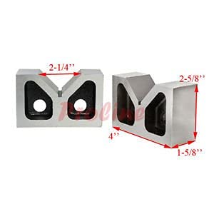 Cast Iron V Block 4'' x 1-5/8'' x 2-5/8'' Pair - V-Blocks Set Ground - Machinist Tool