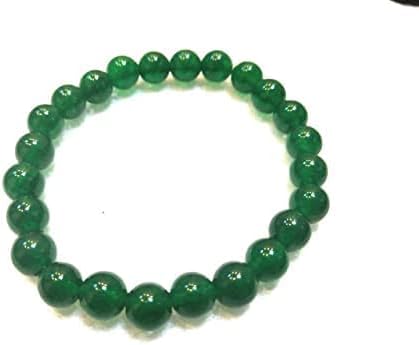 Natural Green Jade Bracelet 8mm Healing Crystal Beads, Stretchable Length, Gemstone Jewelry for Women and Men, Promotes Prosperity and Balance Pack of 2