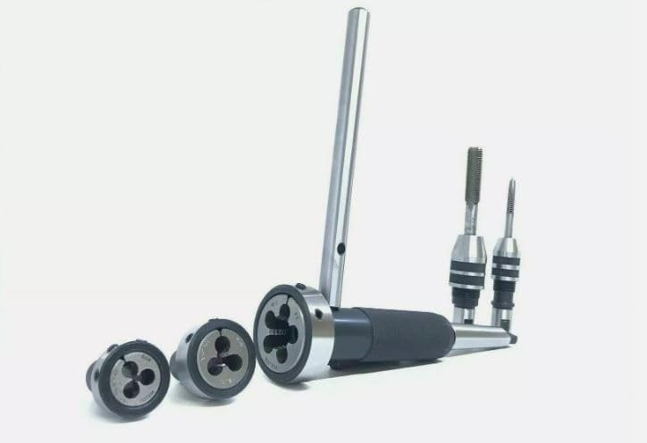 Taurish Lathe Tailstock Tap And Die Holder Set Mt3 Shank Threading Tapping Kit 8 Pc Set.