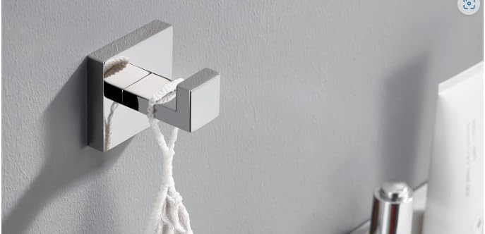 TAURISH Bath Towel Hook, Solid Metal Bathroom Shower Square Hook Hand Towel Bathrobe Sponges Hanger Kitchen Cabinet Closet Hook Pants and Shirt Holder Wall Mounted