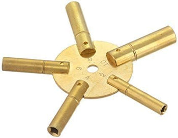 TAURISH Universal Vintage Clock Winding Key 5 Prong Even Numbers 2 to 10 Brass Clock Key for Winding Clocks