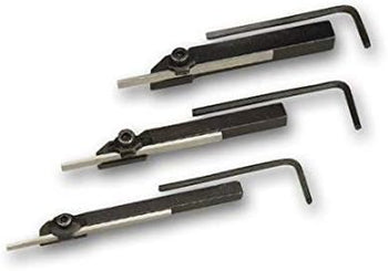 Set of 3 Mini Lathe Cut off Parting Tool Holders 6 mm 8 mm 10 mm Shanks with HSS Blades