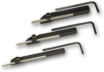 Set of 3 Mini Lathe Cut off Parting Tool Holders 6 mm 8 mm 10 mm Shanks with HSS Blades