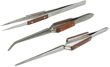 Fiber Grip Tweezers & Cross locking & Straight Soldering tweezers jewelers - 3 piece set
