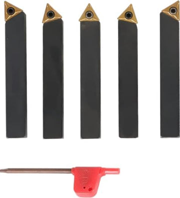 5 Pieces 6mm Lathe Indexable Carbide Insert Set with Turning Tooling Bit Holder and Torx Allen Key C6 Carbide Tips