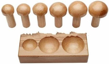 TAURISH Professional Double Sided Wood Dapping Block With Punches Set of 6 Mushroom shaped punches