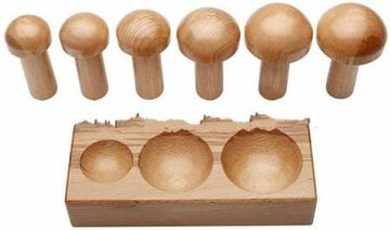 TAURISH Professional Double Sided Wood Dapping Block With Punches Set of 6 Mushroom shaped punches