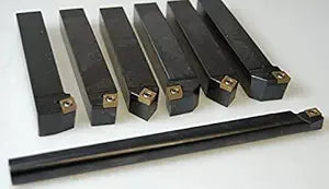 Indexable Lathe Turning Tool 6mm Shank 7 Pieces Carbide Turning Tool Set I Mental Lathe Tools Holder Boring Bar I Turning Grooving with Tin Coated CCMT Carbide Inserts.