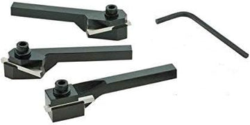 MINI LATHE TURNING TOOL HOLDER SET 6MM SHANK - 3 PCS SET LEFT RIGHT STRAIGHT WITH HSS BITS & KEYS