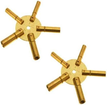 Brass Clock Winding Key (Large 2 pcs 5 Prong Even/ODD Key (5188))