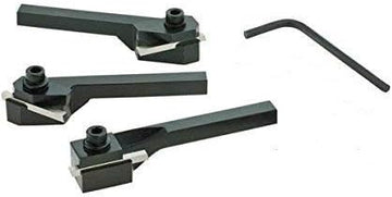 MINI LATHE TURNING TOOL HOLDER SET 3/8" SHANK - 3 PCS SET LEFT RIGHT STRAIGHT WITH HSS BITS & KEYS