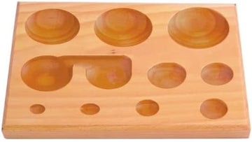 TAURISH Professional Dapping Block Hardwood Round Shape (7 Cavity Sizes: 6-1/2" x 3-1/2" x 3/4")