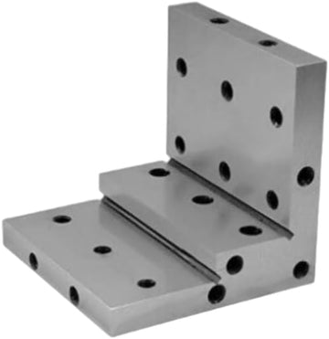 TAURISH 3x3x3" Stepped Angle Plate - Precision Hardened Ground with Tapped Holes 1/4"-20 - Solid One Piece Steel Construction - Accuracy: 0.0002", Hardness: HRC58 to 62