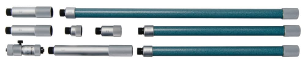 Mitutoyo 137-203 Tubular Vernier Inside Micrometer, Extension Rod Type, 50-500mm Range, 0.01mm Graduation, +/-0.019mm Accuracy, 6 pcs Extension Rods