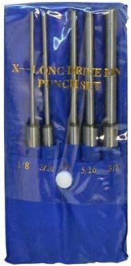 Steel 8'' Long Drive Pin Punch Set Knurled Body Punches Tool Set - 5 Pcs