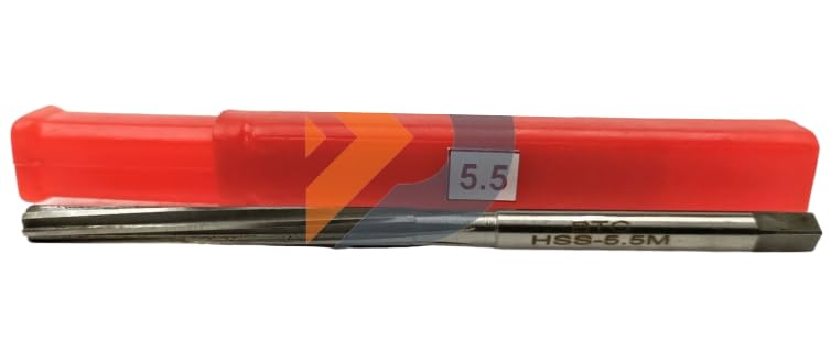 TAURISH 5.5MM Dia HSS Valve Guide Reamer 4 Inch Long, High-Speed Steel, Spiral Flute, 6 Flutes, H7 Tolerance