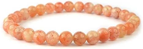 Natural Sunstone Bracelet 8mm Round Beads, 7.5" Stretch Elastic, Unisex Healing Crystal Jewelry for Reiki, Chakra Balance, Energy, and Meditation