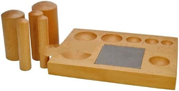 TAURISH Professional Wood Dapping Block & Punch Set with Steel Block 3” x 3”, Sizes: Punch set of 7, Depressions Round : 22mm, 26mm, 29mm, 34mm, 42mm, 46mm, 55mm