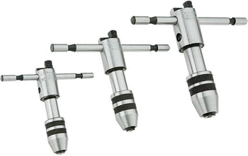 T-Handle Ratchet T Type Tap Wrench Set of 3 Pieces Hard Jaws - New