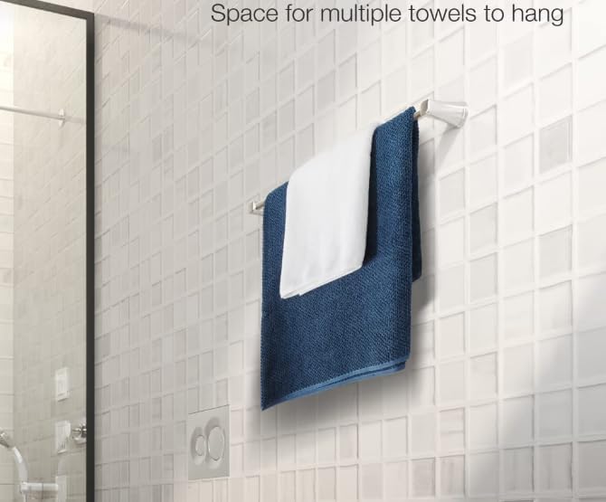 Towel Hanger for Bathroom - Silver with - Corrosion and Tarnishing Resistant Towel Bar - Premium Metal Construction for Durability - Clean, Modern Design