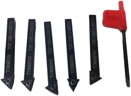 TAURISH 5 Pieces 5/16" Lathe Indexable Carbide Insert + Turning Tooling Bit Holder TCMT110204 - High Hardness, Wear Resistance, Strong Performance