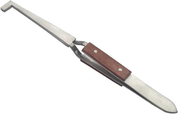 TAURISH Cross Lock Tweezer Fiber Grip 90 Degree Bent (L Shape) with Hole Slot