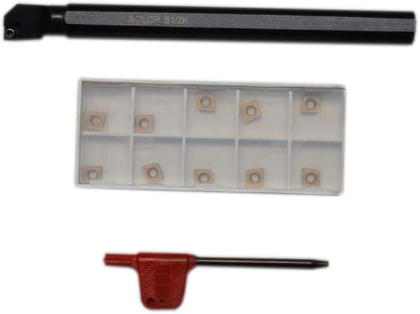 AI 1/2'' x 6'' Indexable Boring Bar Right Hand SCLCR Boring Bar with 10 Pieces Carbide Insert CCMT060704 (CCMT21.51) - NEW