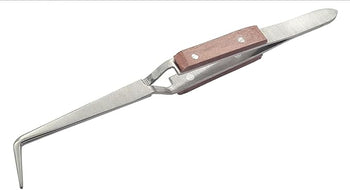 TAURISH 90º Bent Tip Fiber Grip Cross Locking Tweezers-Cross lock Soldering Jewelry Tool