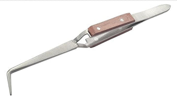 TAURISH 90º Bent Tip Fiber Grip Cross Locking Tweezers-Cross lock Soldering Jewelry Tool