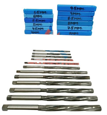 TAURISH 4mm to 9.5mm HSS Valve Stem Guide Reamers Set of 12, Spiral Flute, Squared Top