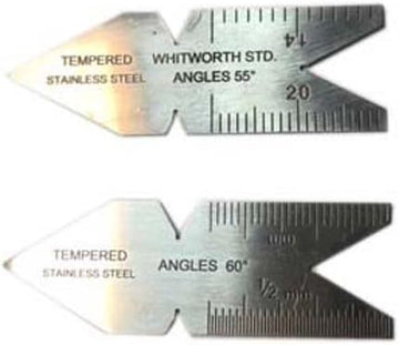 KRISTEEL SHINWA CENTER GAUGE 55 DEGREE & 60 DEGREE SET - 2 GAUGE SET STAINLESS STEEL