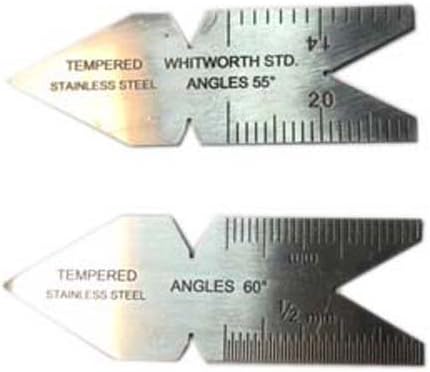 KRISTEEL SHINWA CENTER GAUGE 55 DEGREE & 60 DEGREE SET - 2 GAUGE SET STAINLESS STEEL