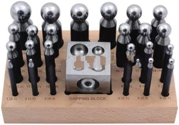TAURISH Professional Dapping Punch & Dapping Block Set of 23 pcs on Wooden Base 2
