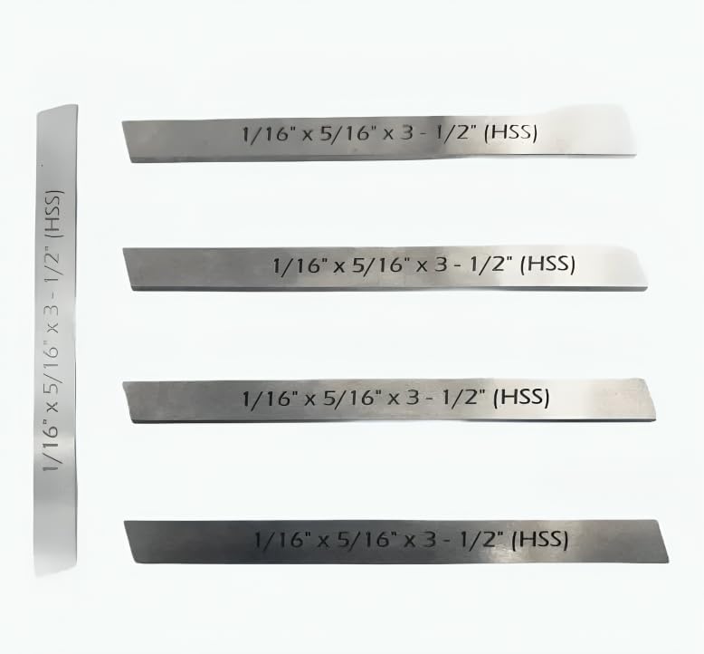 Taurish Set of 5Pcs HSS Parting Tool Cut Lathe Holder Blade Off Shank Type Clamp
