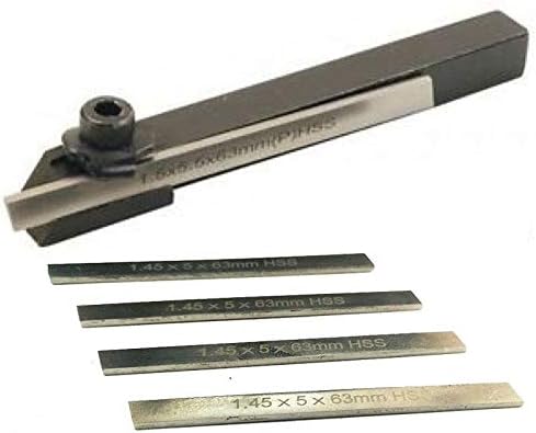 Mini Lathe Cut off 10 mm Square Parting Tool + Set of 5 HSS Blade M2 + Key - New