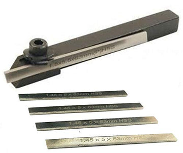 Mini Lathe Cut Off 6 mm Square Parting Tool + Set of 5 HSS Blade M2 + Key - New
