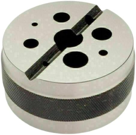 TAURISH Set of 2 Pcs 3” Round Bench Block Staking Anvil Block Toolmakers Hammer Riveting, 1/8” to 5/8” Hole Sizes, Hardened & Ground