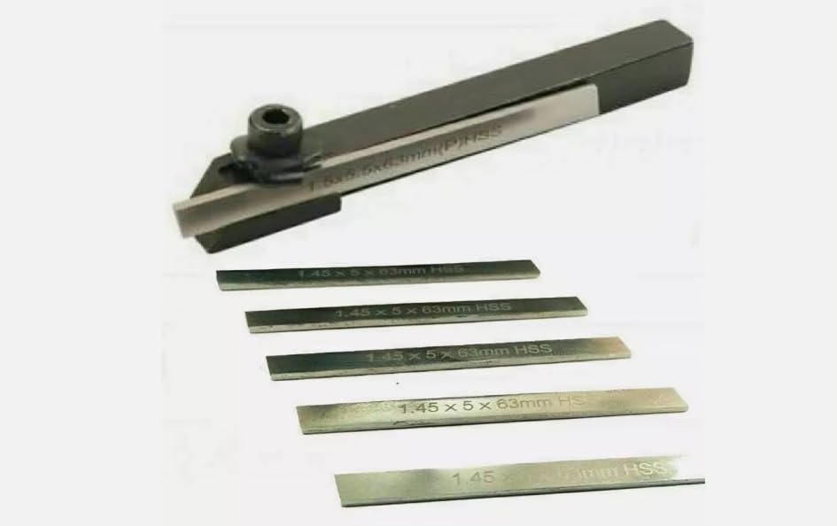 Taurish Mini Lathe Parting Clamp Type Tool Cut Off Holder + 6 Pcs Hss Blades 10 Mm Shank
