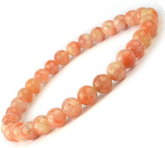 Natural Sunstone Bracelet 8mm Round Beads, 7.5" Stretch Elastic, Unisex Healing Crystal Jewelry for Reiki, Chakra Balance, Energy, and Meditation