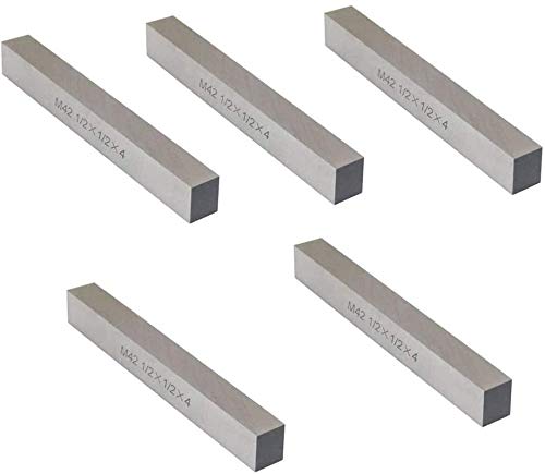 TAURISH 5 Pcs 1/2" x 1/2" x 4" HSS Square Tool Bit Lathe Fly Cutter Mill Blank M2