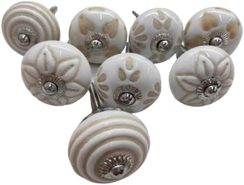 TAURISH Vintage Hand Painted Ceramic Door Knobs Set of 10 Decorative Pull Knobs for Kitchen Cabinets Cupboards Wardrobes Drawers and Doors (HRP04)