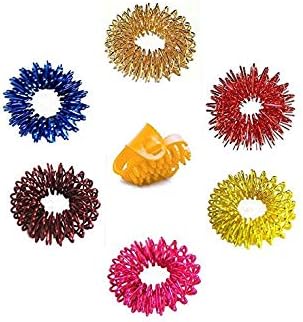 AHCS Acupressure Massage Sujok Ring in Assorted Colors Set of 6 Pcs with Free Acupressure Thumb Pad