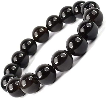 Natural Black Obsidian Crystal Bracelet for Women & Men Pack of 2, 8mm Healing Crystal Beads Stretchable Energy Bracelet for Protection, Grounding, and Healing Jewelry